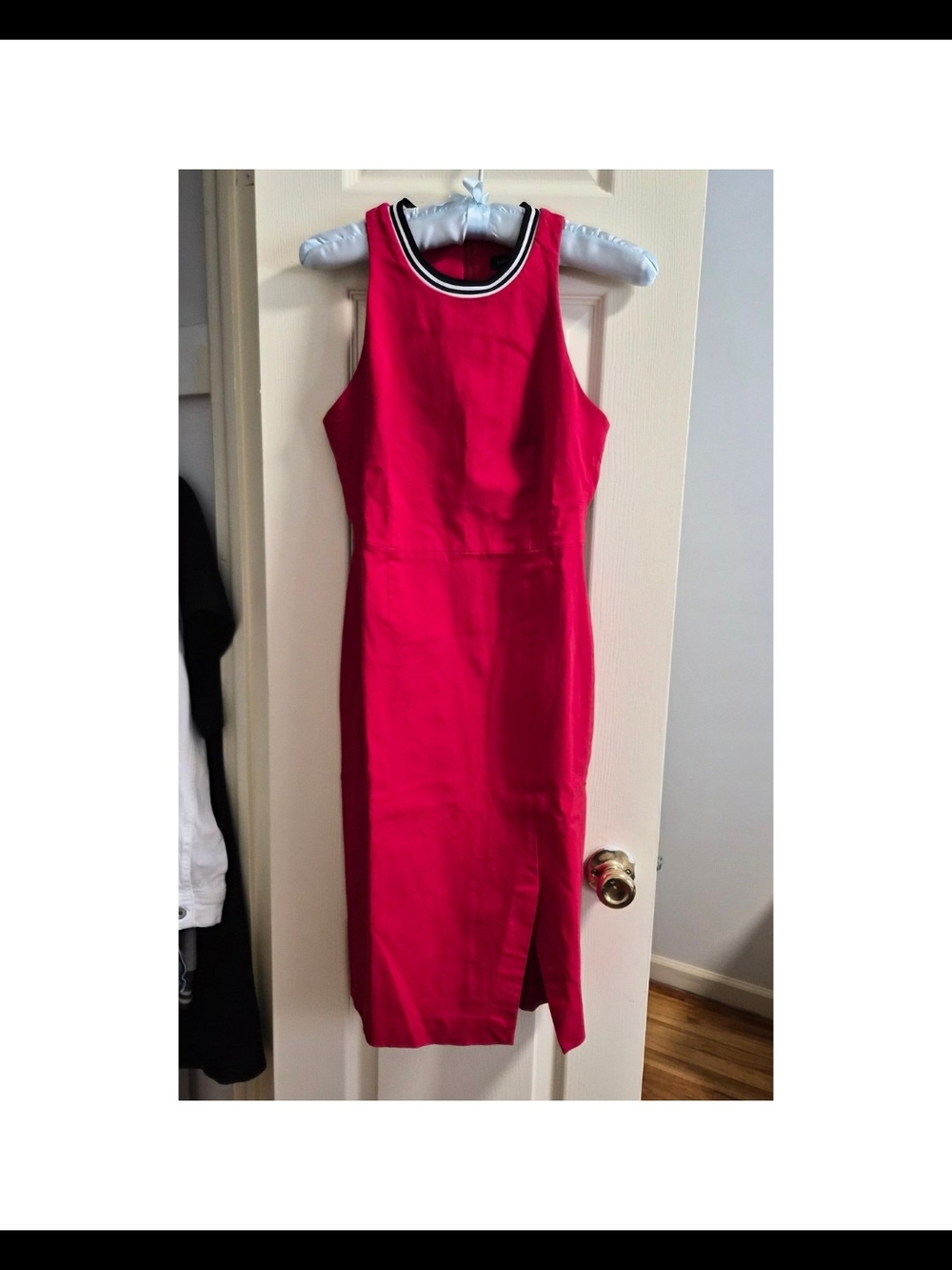 Sleeveless Red Midi Dress with Contrast Trim